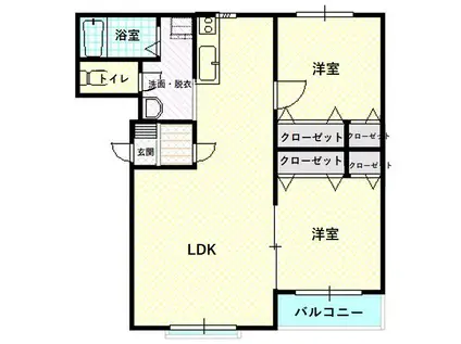 ブルーマーシュ旭I(2LDK/1階)の間取り写真