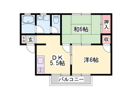 プレジールI(2DK/2階)の間取り写真