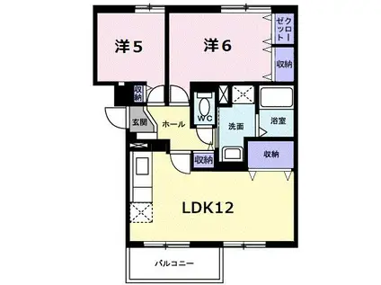 カルチェヴィラ華(2LDK/2階)の間取り写真