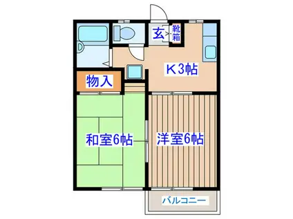 ピアクリスタル B棟(2K/2階)の間取り写真