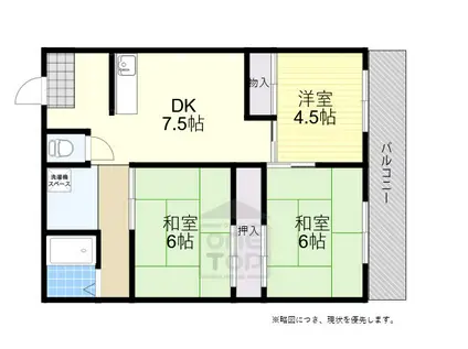 高塚増田ハイツ(3DK/1階)の間取り写真