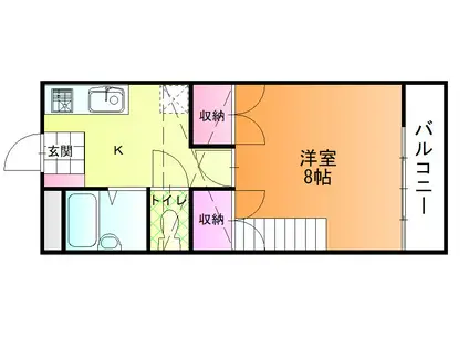 ジョイフル上原(1SK/1階)の間取り写真