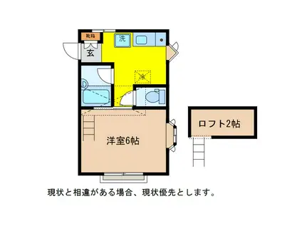 SMALL VILLAGE I(1K/2階)の間取り写真