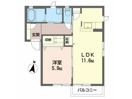 シャーメゾン・ヤマト(1LDK/2階)の間取り写真