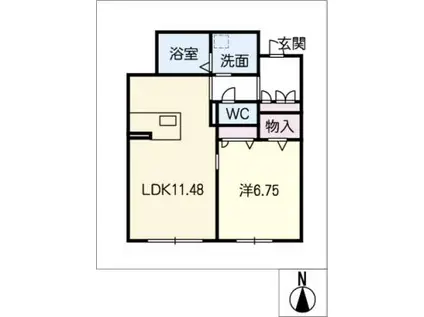 MASTTOWN戸崎 ウエスト(1LDK/1階)の間取り写真
