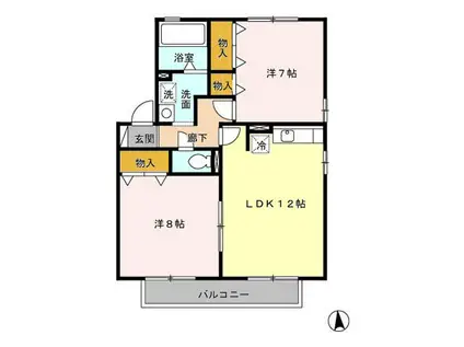 ラフィーネA(2LDK/2階)の間取り写真