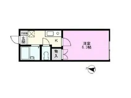 クラージュ南越谷(1K/1階)の間取り写真