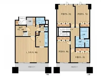リバーサイド隅田セントラルタワ(3LDK/32階)の間取り写真