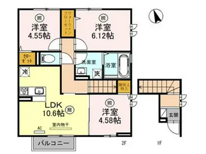蔵 B棟(3LDK/2階)の間取り写真