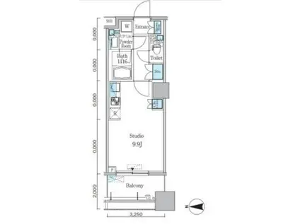 パークキューブ亀戸(ワンルーム/12階)の間取り写真