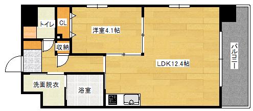 コンフォート東白島(1LDK/2階)の間取り写真