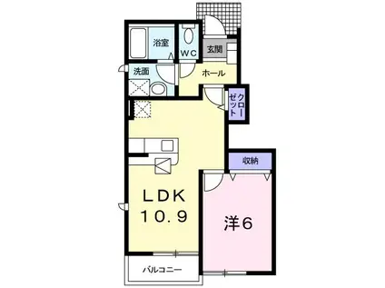 ブルック大瀬B(1LDK/1階)の間取り写真