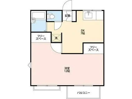 イーストゴールド東金(1DK/1階)の間取り写真