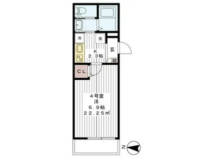 グリシーナ新小岩(1K/2階)の間取り写真