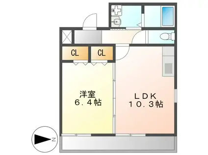 フローレスコート(1LDK/2階)の間取り写真