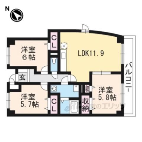 リヴェール須舞(3LDK/3階)の間取り写真
