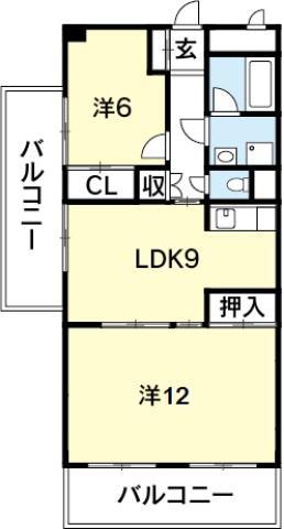 シティコーポ沖浜(2LDK/3階)の間取り写真