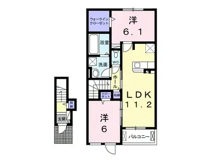 ハーモニーベル I(2LDK/2階)の間取り写真
