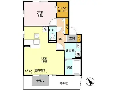 プワールおおたかの森III(1LDK/1階)の間取り写真