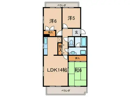 メナージュマルヤマ(3LDK/3階)の間取り写真