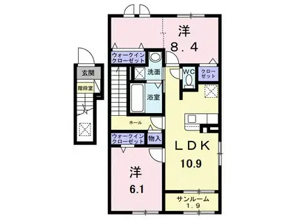 メゾンドラーゴ(2LDK/2階)の間取り写真