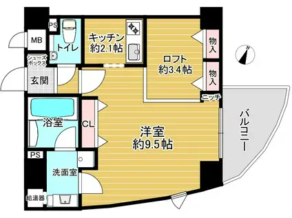 モモビル(1K/4階)の間取り写真