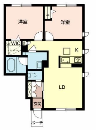 ラ グリシーヌ姫路南(2LDK/1階)の間取り写真
