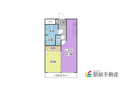 サンライズ東櫛原(1LDK/3階)の間取り写真