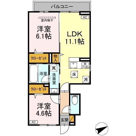 NUEVA VIDA(2LDK/1階)の間取り写真