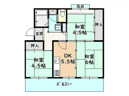UR泉南尾崎(3DK/3階)の間取り写真