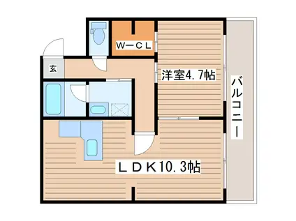 テレパレス榴ヶ岡(1LDK/4階)の間取り写真