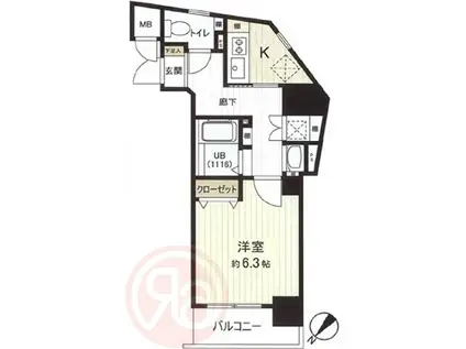 エイペックス中之島南(1K/10階)の間取り写真