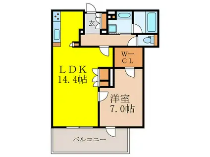 ブリリアタワー箕面船場(1LDK/12階)の間取り写真