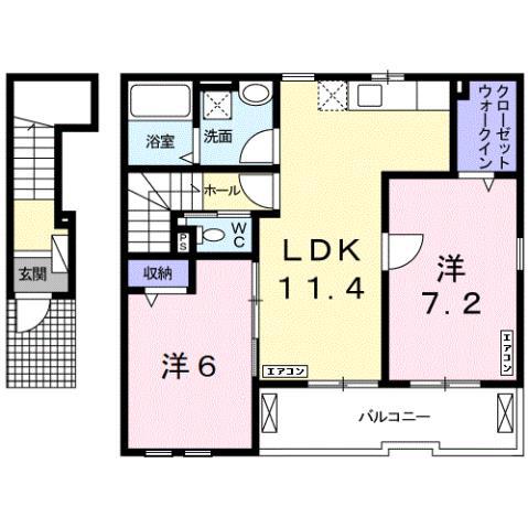 シャルパンティエ III(2LDK/2階)の間取り写真