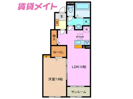 ヴァナ・ディール(1LDK/1階)の間取り写真