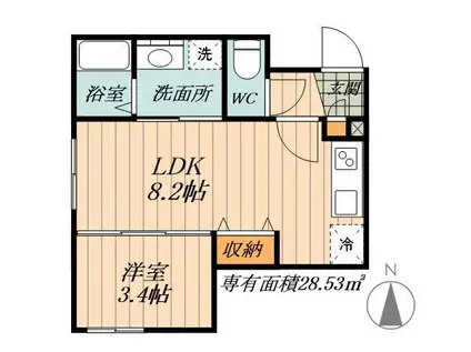 WELL COURT NAKAMURA(1LDK/2階)の間取り写真