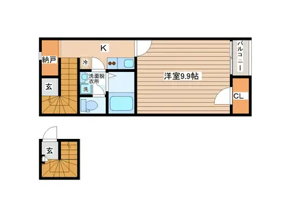 プランドール杜(1K/2階)の間取り写真