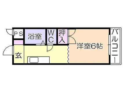 コンバーチブルII(ワンルーム/1階)の間取り写真