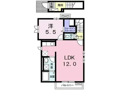 サンブライト(1LDK/2階)の間取り写真