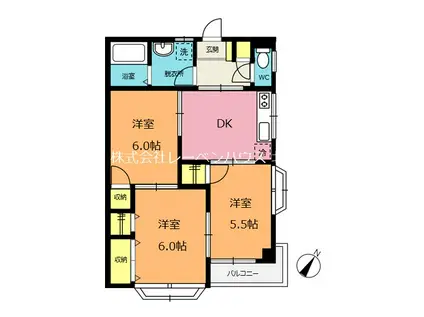 シャルマン北本 C棟(3DK/2階)の間取り写真