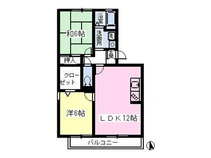 ソレイユヴィラージュA(2LDK/3階)の間取り写真