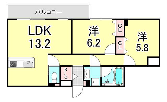 ブライトガーデン(2LDK/1階)の間取り写真