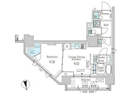 パークアクシス蔵前・春日通(1LDK/11階)の間取り写真