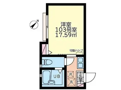 モンステラ高田B(1K/1階)の間取り写真