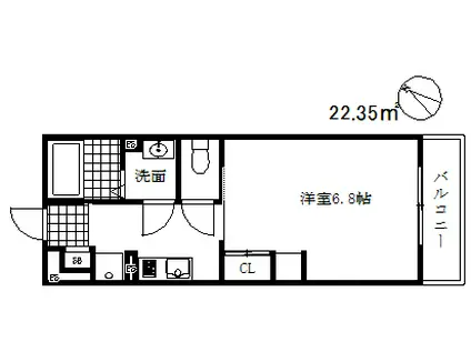 リブリスカイブルーライズ(1K/2階)の間取り写真