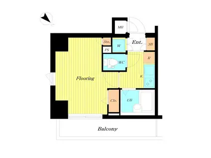ガラシティ日本橋茅場町(1K/4階)の間取り写真