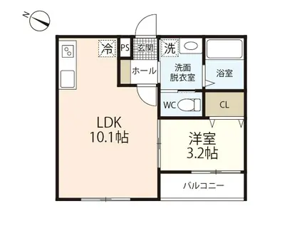VIVI廿日市(1LDK/2階)の間取り写真