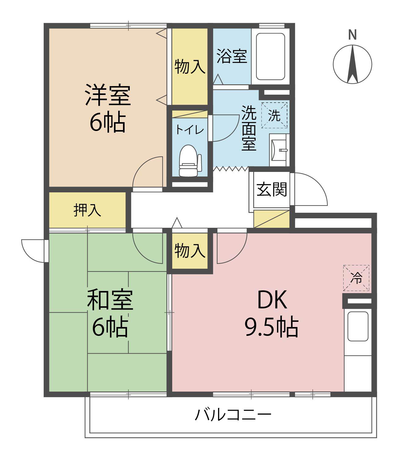 こくが上野坂(2DK/1階)の間取り写真