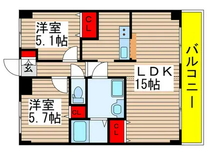 エステート習志野1号棟(2LDK/2階)の間取り写真