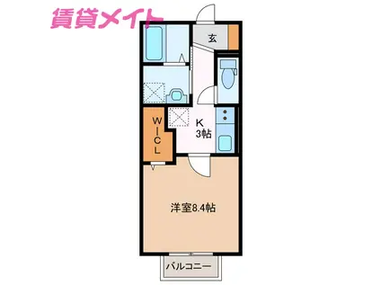 パプリカII(1K/2階)の間取り写真